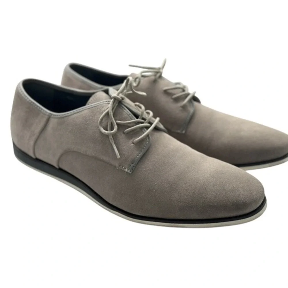 Calvin Klein Brodie‎ Grey Suede Lace Up Oxford Dress Shoes 13M Preppy 06-04